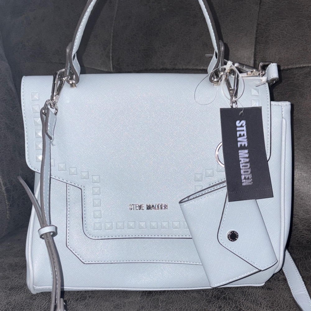 Steve Madden Light Blue Satchel with Wallet